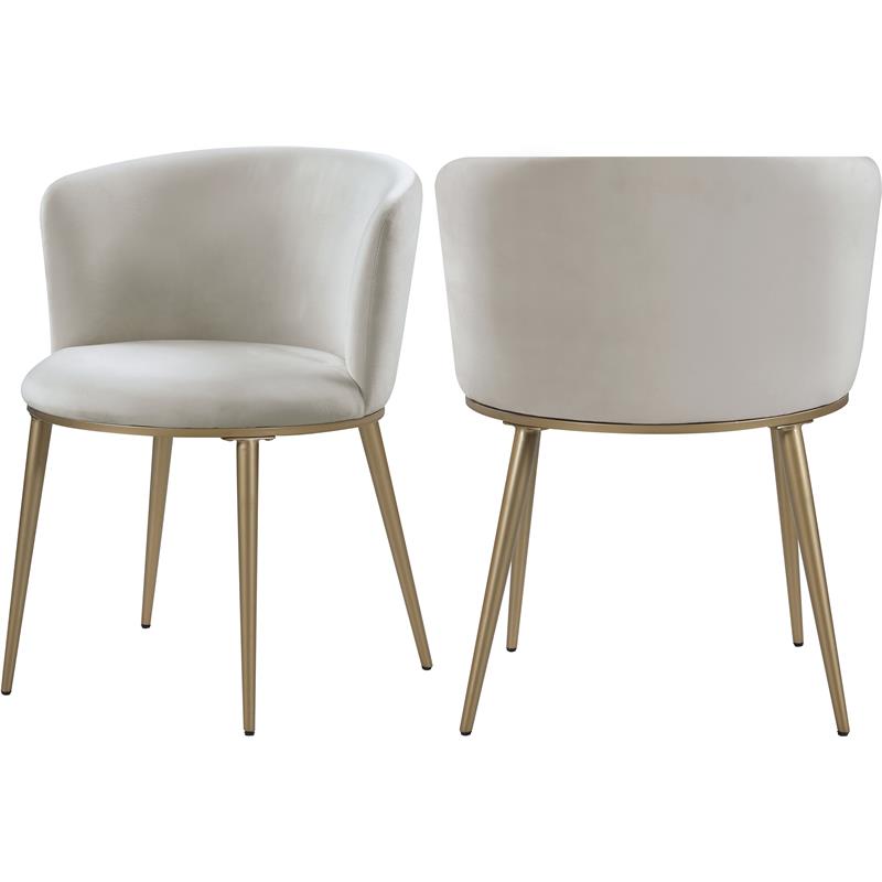 Meridian Furniture Skylar Cream Velvet Dining Chair (Set of 2) Cymax