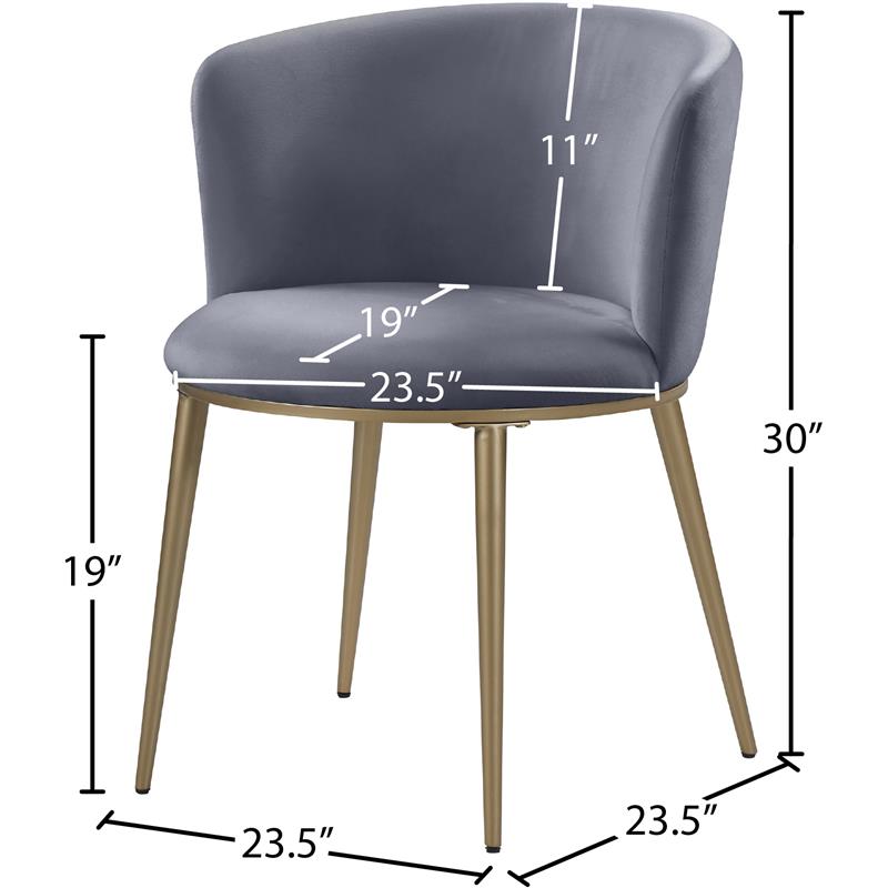 Meridian Furniture Skylar Gray Velvet Dining Chair (Set of 2)