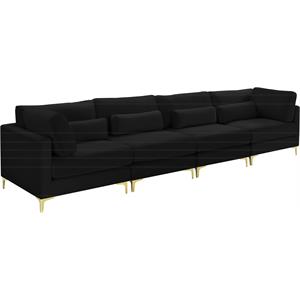 meridian furniture julia 4 piece contemporary velvet upholstered modular sofa