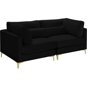 meridian furniture julia 2 piece contemporary velvet upholstered modular sofa