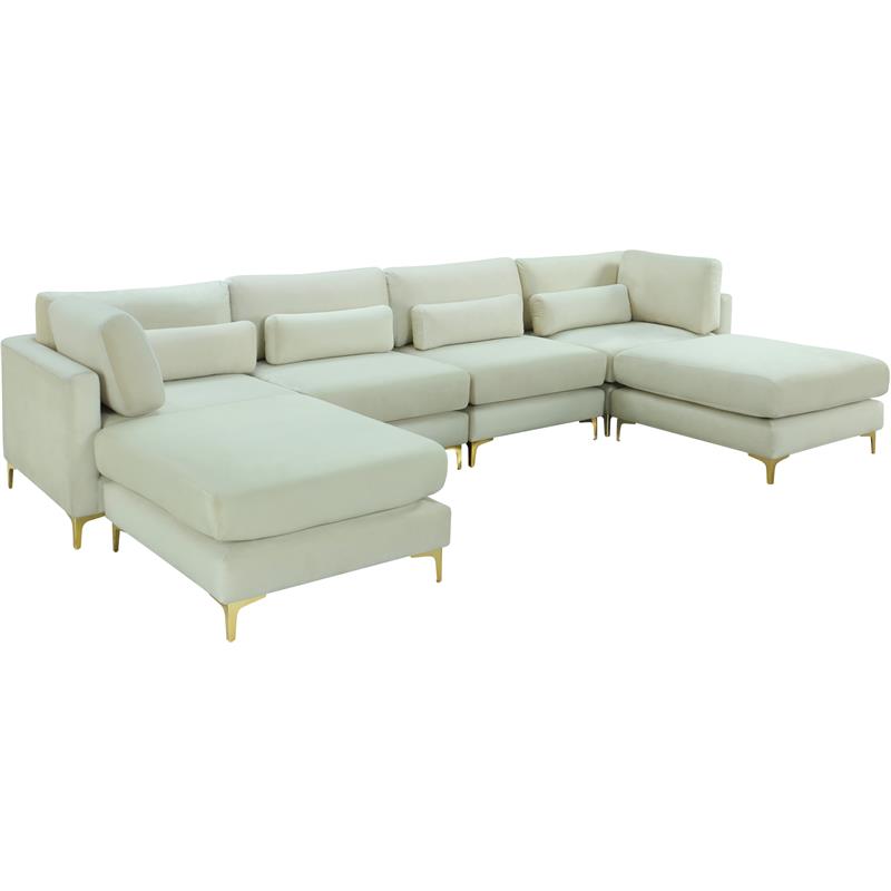 Meridian Furniture Julia Cream Velvet Modular Sectional Cymax Business