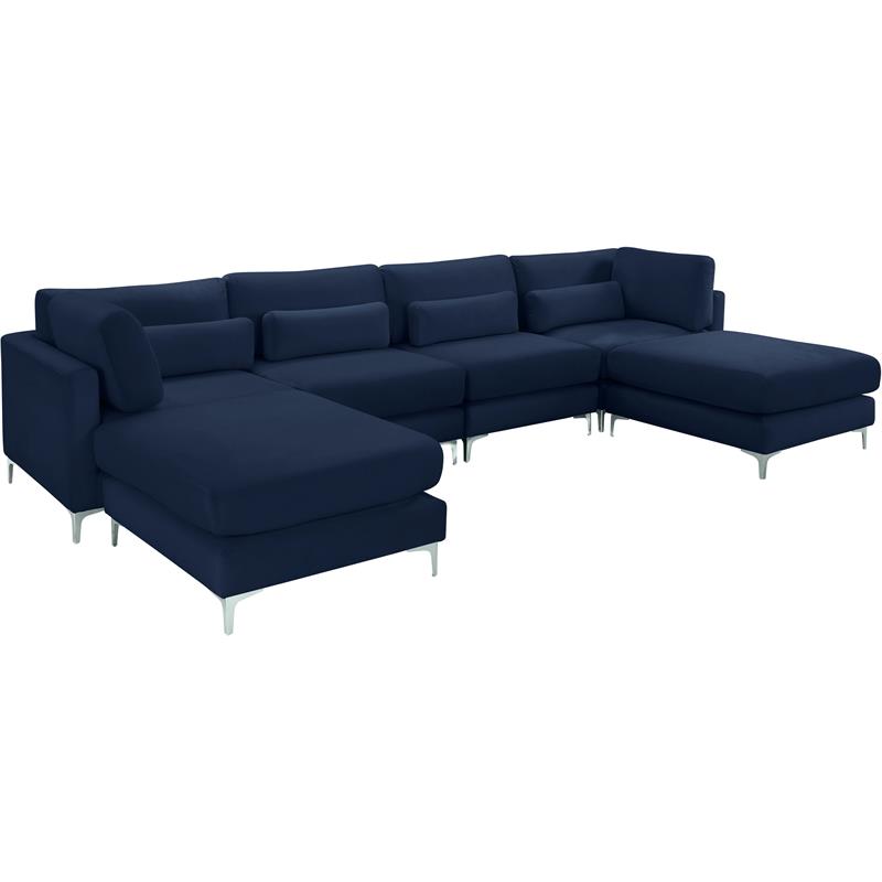 Meridian Furniture Julia Navy Velvet Modular Sectional