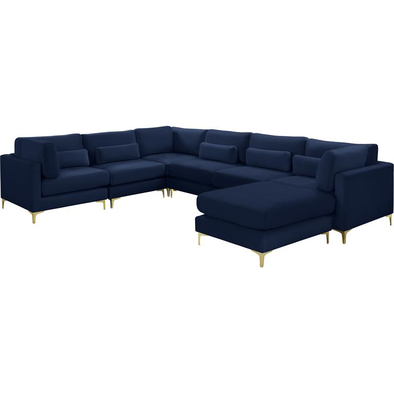 Meridian Furniture Julia Navy Velvet Modular Sectional