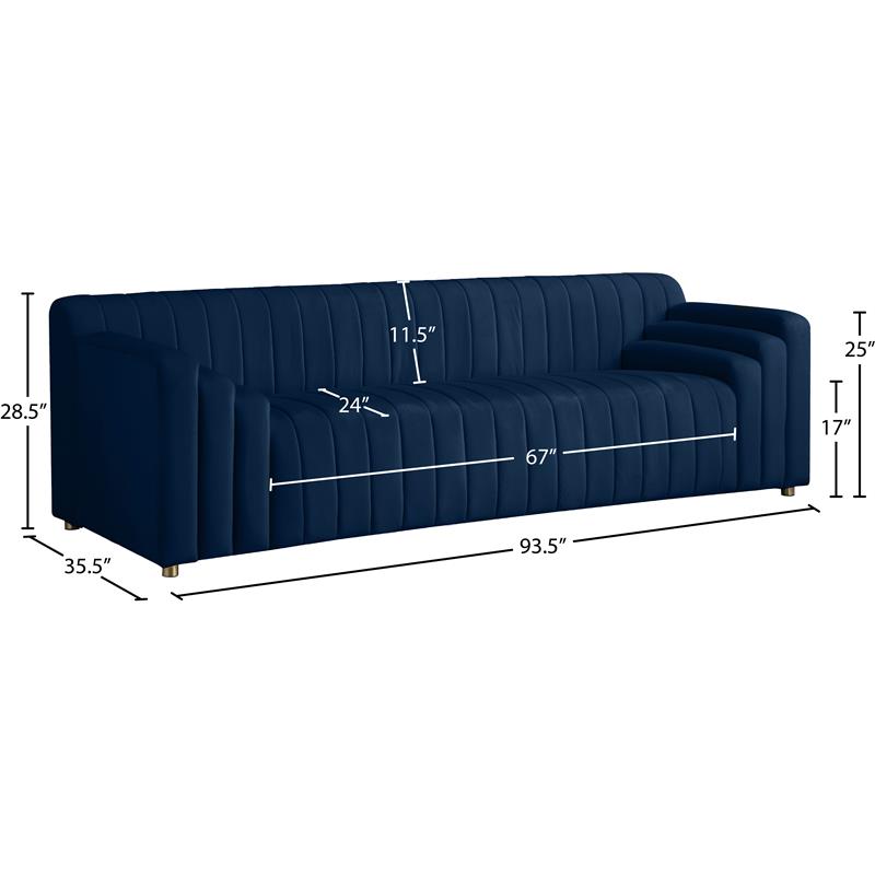 Meridian Furniture Naya Navy Velvet Sofa