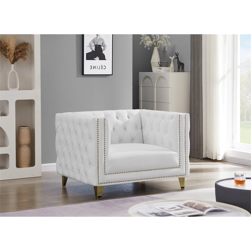 Meridian Furniture Michelle White Vegan Leather Chair