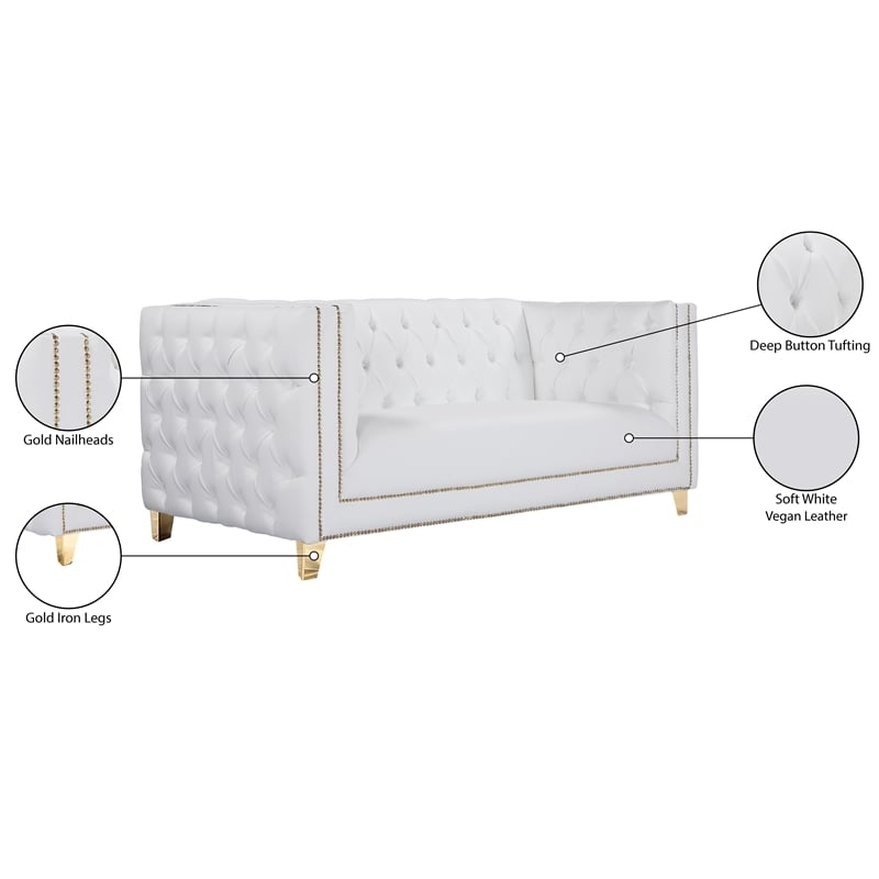 Meridian Furniture Michelle White Vegan Leather Loveseat