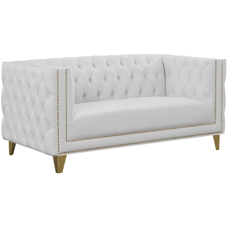 Meridian Furniture Michelle White Vegan Leather Loveseat