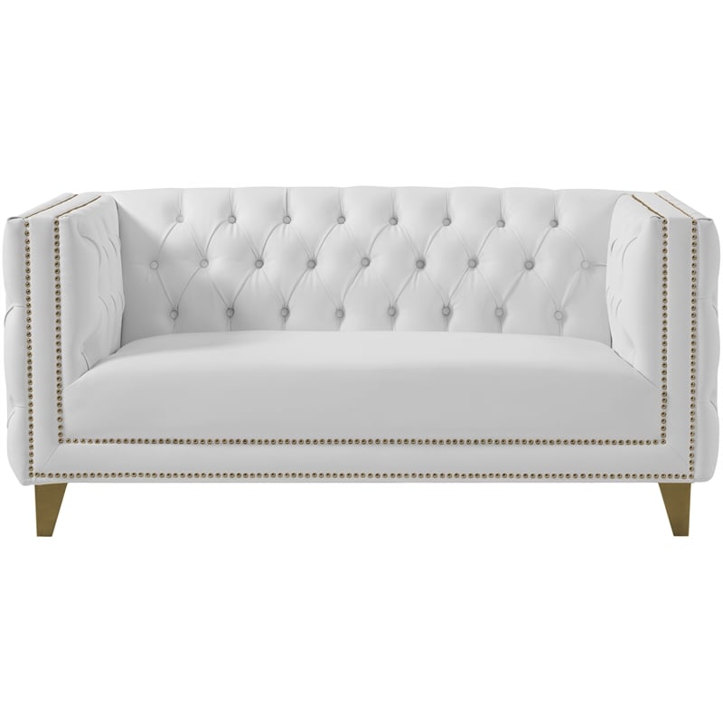 Meridian Furniture Michelle White Vegan Leather Loveseat