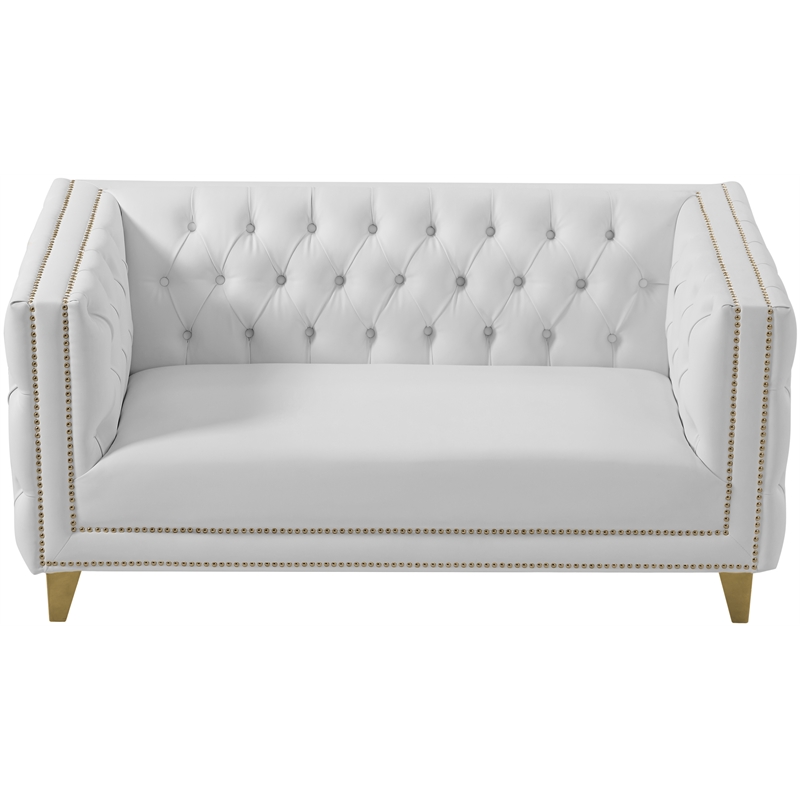 Meridian Furniture Michelle White Vegan Leather Loveseat