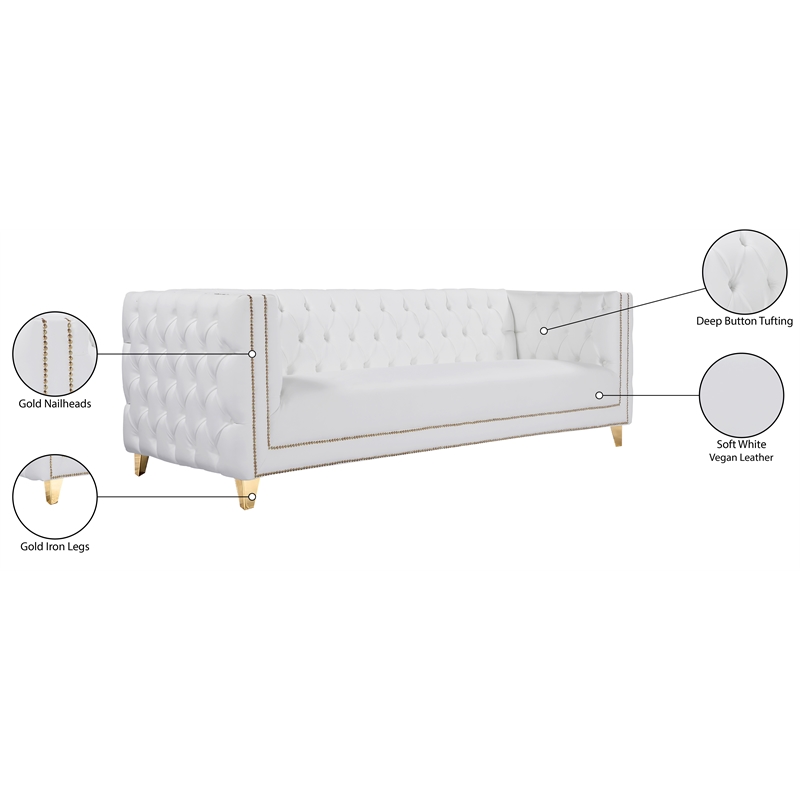Meridian Furniture Michelle White Vegan Leather Sofa