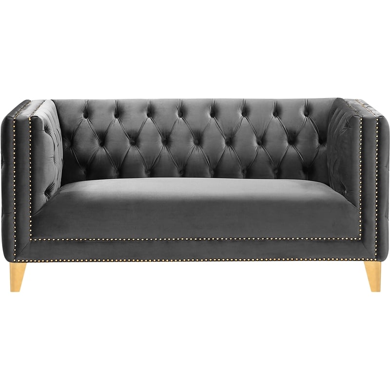 Meridian Furniture Michelle Gray Velvet Loveseat