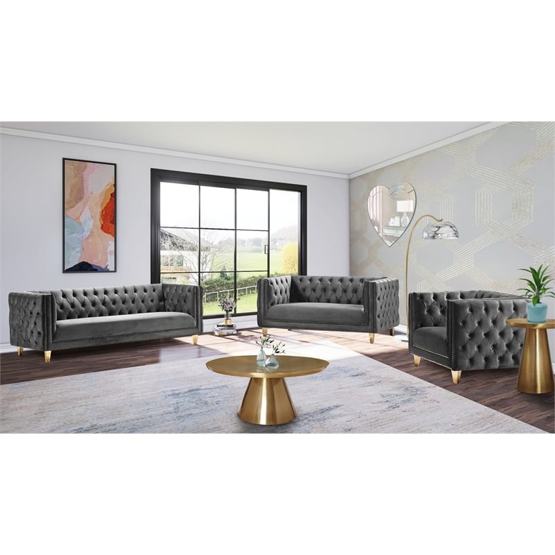 Meridian Furniture Michelle Gray Velvet Loveseat