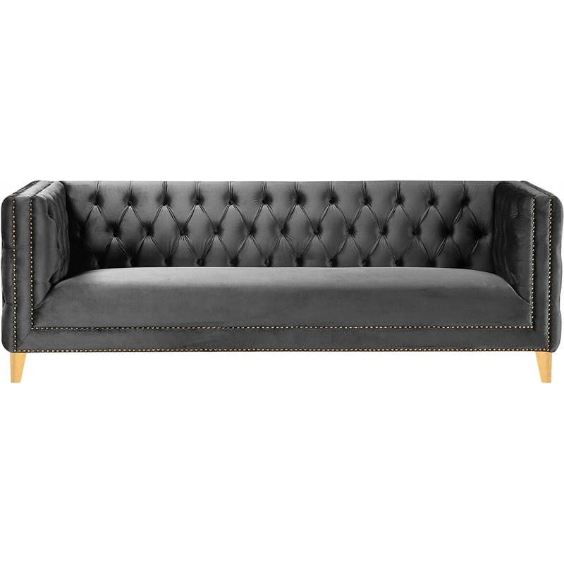 Meridian Furniture Michelle Gray Velvet Sofa