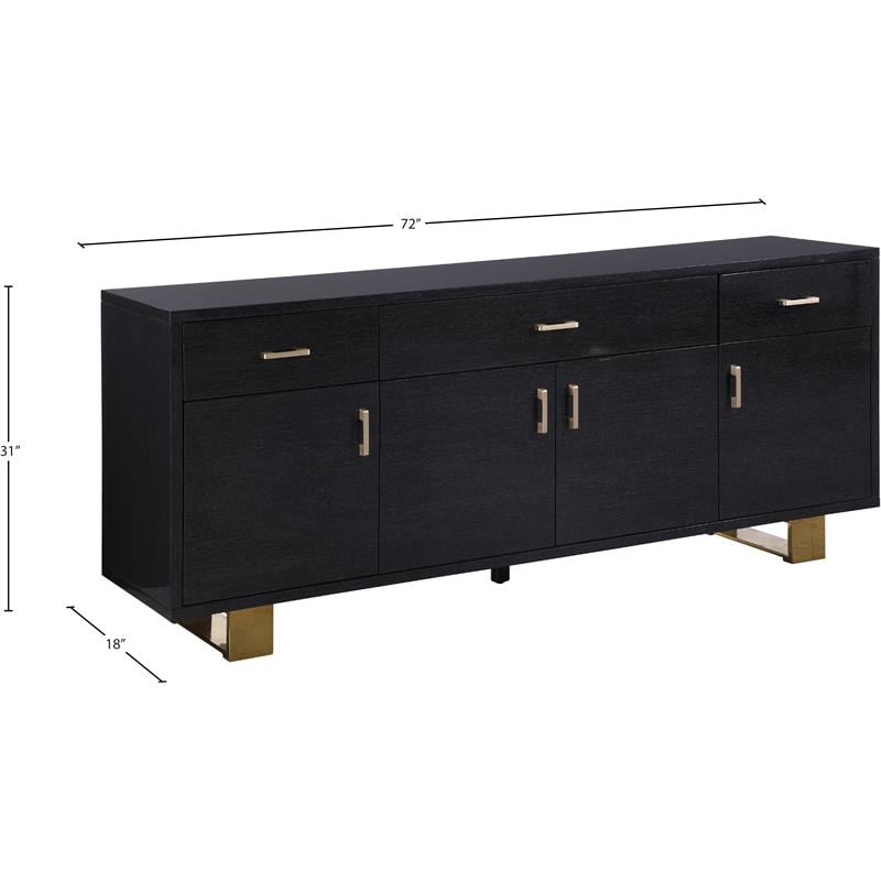 Meridian Furniture Excel Sideboard/Buffet in Rich Grey Oak Veneer Lacquer