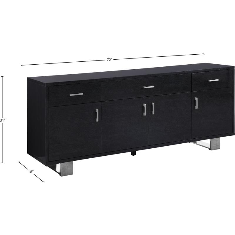 Meridian Furniture Excel Sideboard/Buffet in Rich Grey Oak Veneer Lacquer
