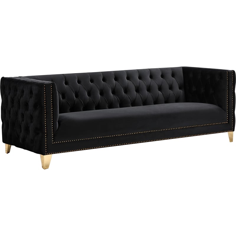 Meridian Furniture Michelle Black Velvet Sofa | BushFurnitureCollection.com