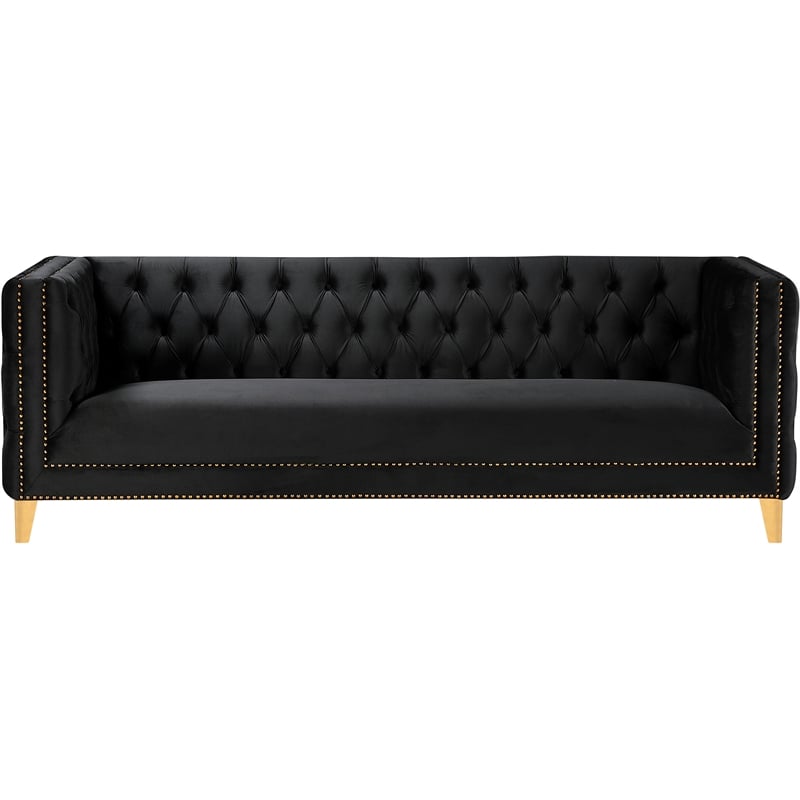Meridian Furniture Michelle Black Velvet Sofa