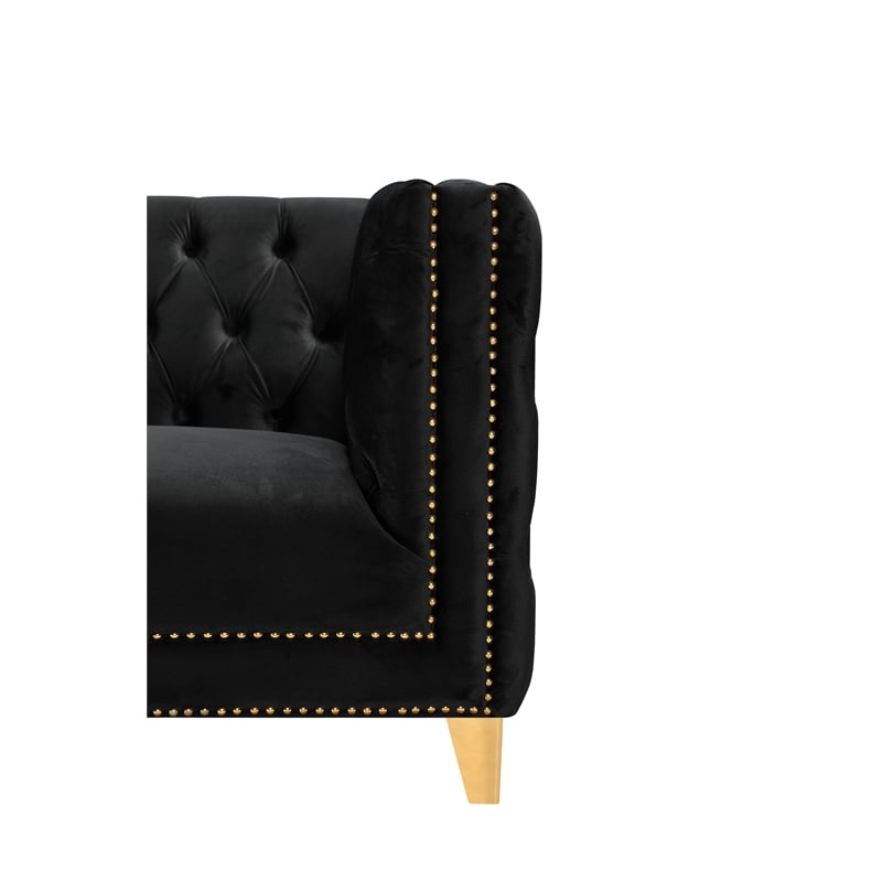 Meridian Furniture Michelle Black Velvet Sofa