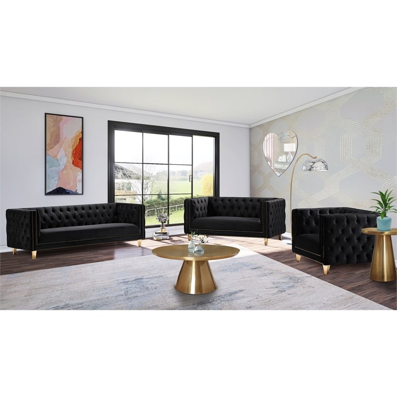 Meridian Furniture Michelle Black Velvet Sofa