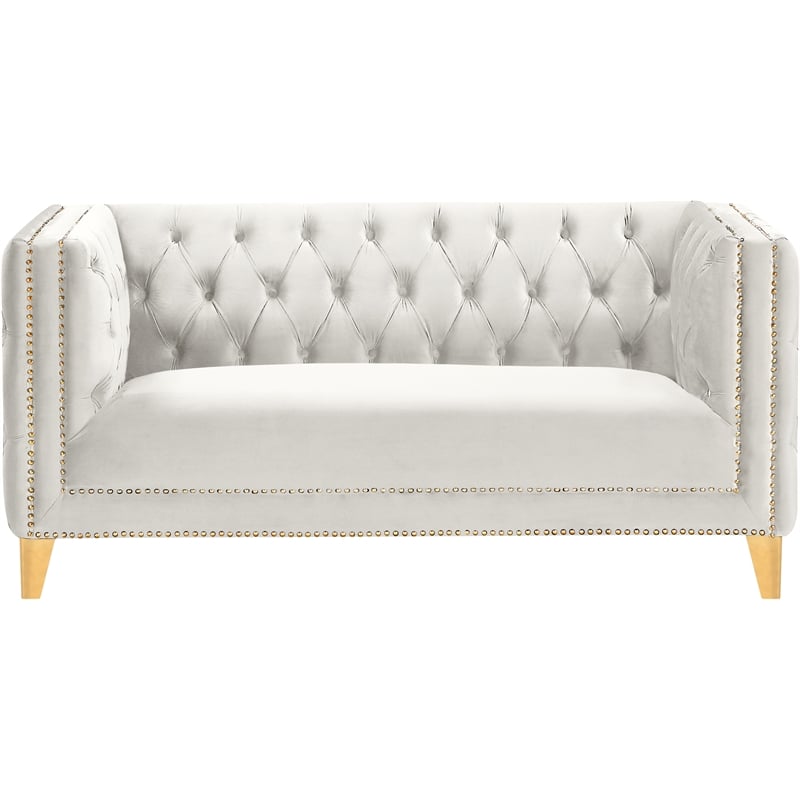 Meridian Furniture Michelle Cream Velvet Loveseat