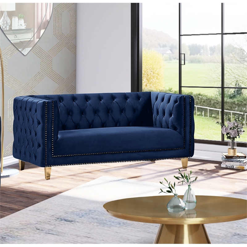 Meridian Furniture Michelle Navy Velvet Loveseat