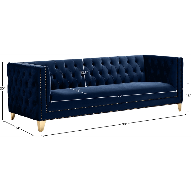 Meridian Furniture Michelle Navy Velvet Sofa