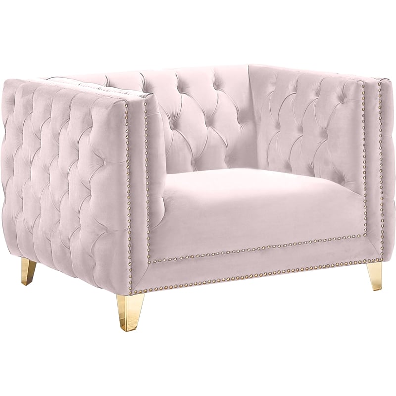 Meridian Furniture Michelle Pink Velvet Chair