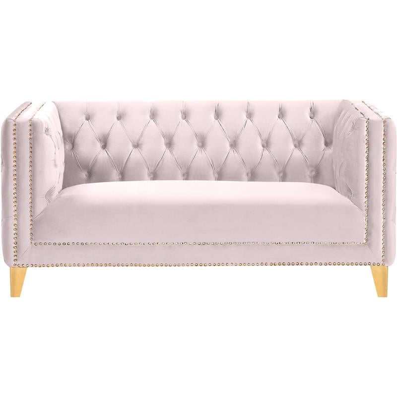 Meridian Furniture Michelle Pink Velvet Loveseat