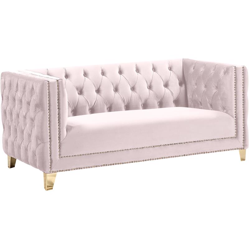 Meridian Furniture Michelle Pink Velvet Loveseat