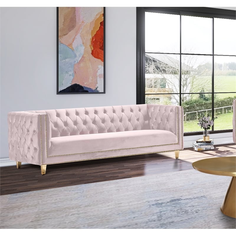 Meridian Furniture Michelle Pink Velvet Sofa