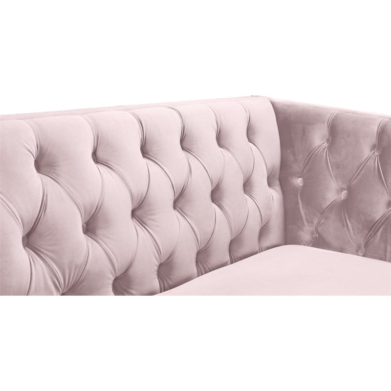 Meridian Furniture Michelle Pink Velvet Sofa