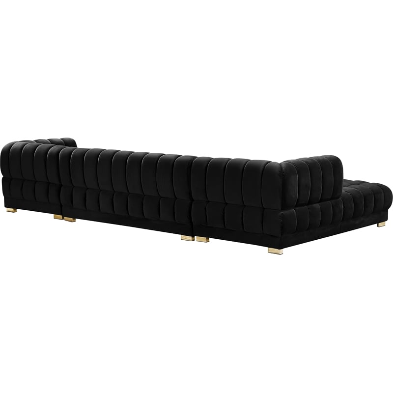 Meridian Furniture Gwen Black Velvet 3pc. Sectional
