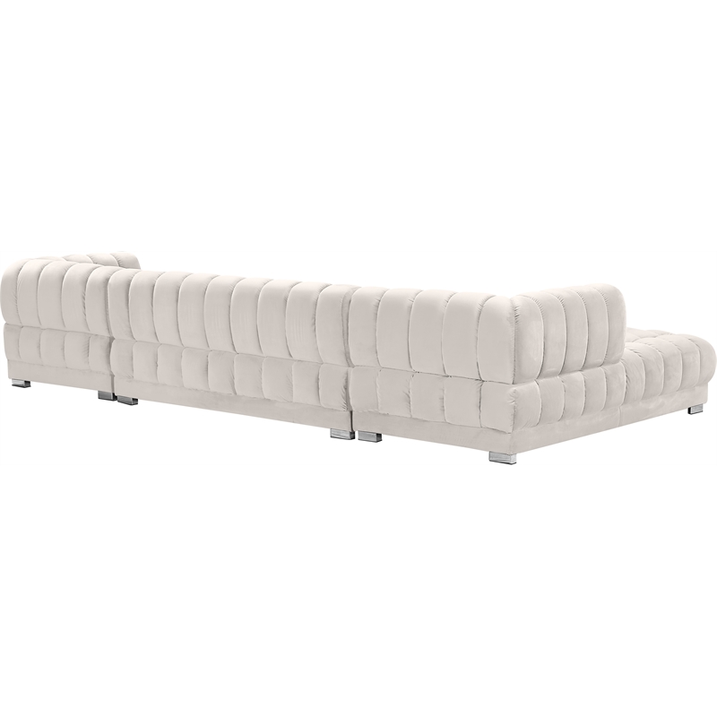 Meridian Furniture Gwen Cream Velvet 3pc. Sectional