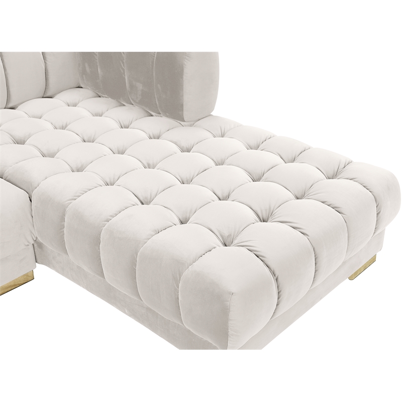 Meridian Furniture Gwen Cream Velvet 3pc. Sectional