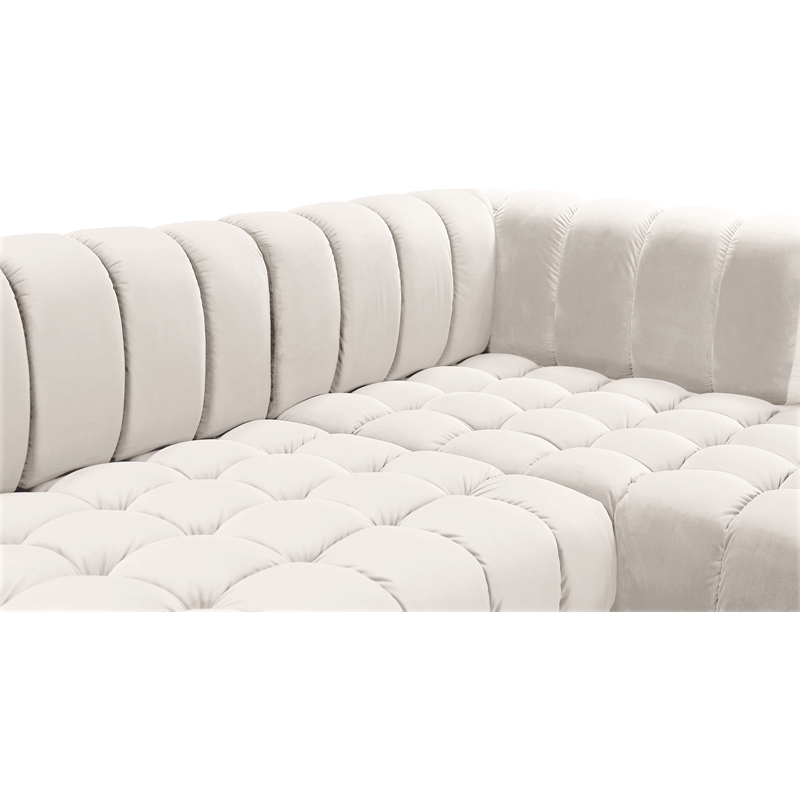 Meridian Furniture Gwen Cream Velvet 3pc. Sectional