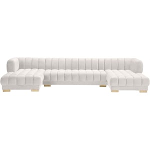Meridian Furniture Gwen Cream Velvet 3pc. Sectional