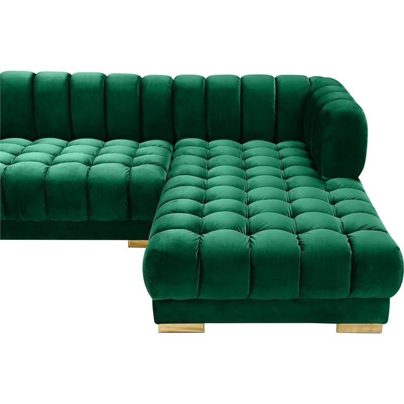Meridian Furniture Gwen Green Velvet 3pc. Sectional