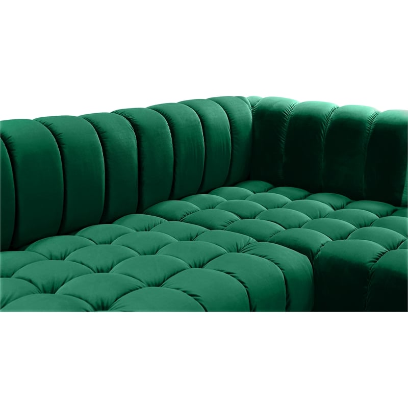 Meridian Furniture Gwen Green Velvet 3pc. Sectional
