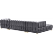 Meridian Furniture Gwen 3-Piece Velvet Upholstered Sectional in Gray/Gold-Chrome