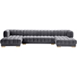 Meridian Furniture Gwen 3-Piece Velvet Upholstered Sectional in Gray/Gold-Chrome