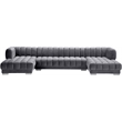 Meridian Furniture Gwen 3-Piece Velvet Upholstered Sectional in Gray/Gold-Chrome