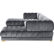 Meridian Furniture Gwen 3-Piece Velvet Upholstered Sectional in Gray/Gold-Chrome