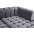 Meridian Furniture Gwen 3-Piece Velvet Upholstered Sectional in Gray/Gold-Chrome