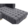 Meridian Furniture Gwen 3-Piece Velvet Upholstered Sectional in Gray/Gold-Chrome