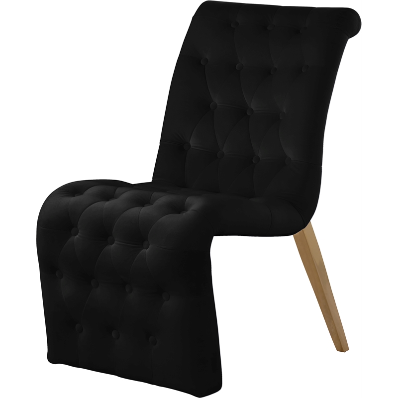 Meridian Furniture Curve Black Velvet Dining Chair (Set of 2)