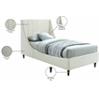 Meridian Furniture Eva Cream Velvet Upholstered Twin Bed