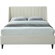 Meridian Furniture Eva Velvet Upholstered Queen Bed in Soft Cream/Black