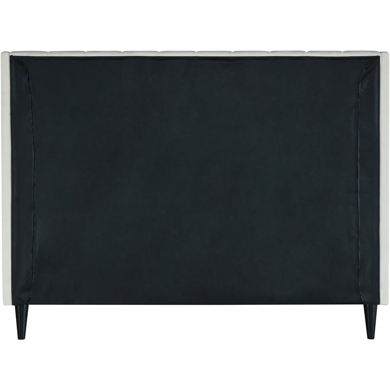 Meridian Furniture Eva Cream Velvet Upholstered King Bed