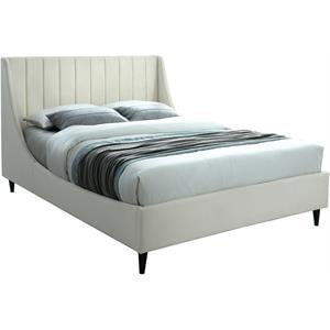 meridian furniture eva cream velvet upholstered king bed