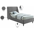 Meridian Furniture Eva Gray Velvet Upholstered Twin Bed
